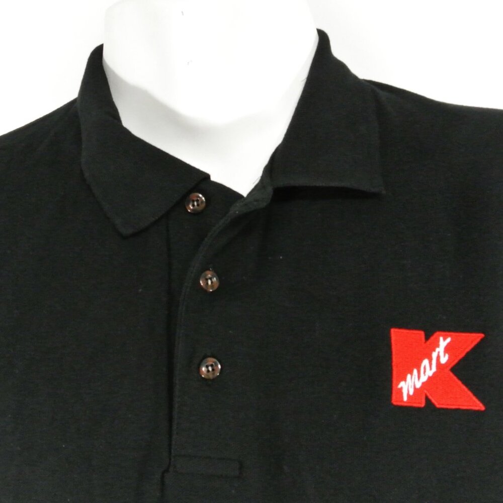 K-MART Vintage Employee Uniform Men's Black Polo Shirt Size L Large - Picture 2 of 6
